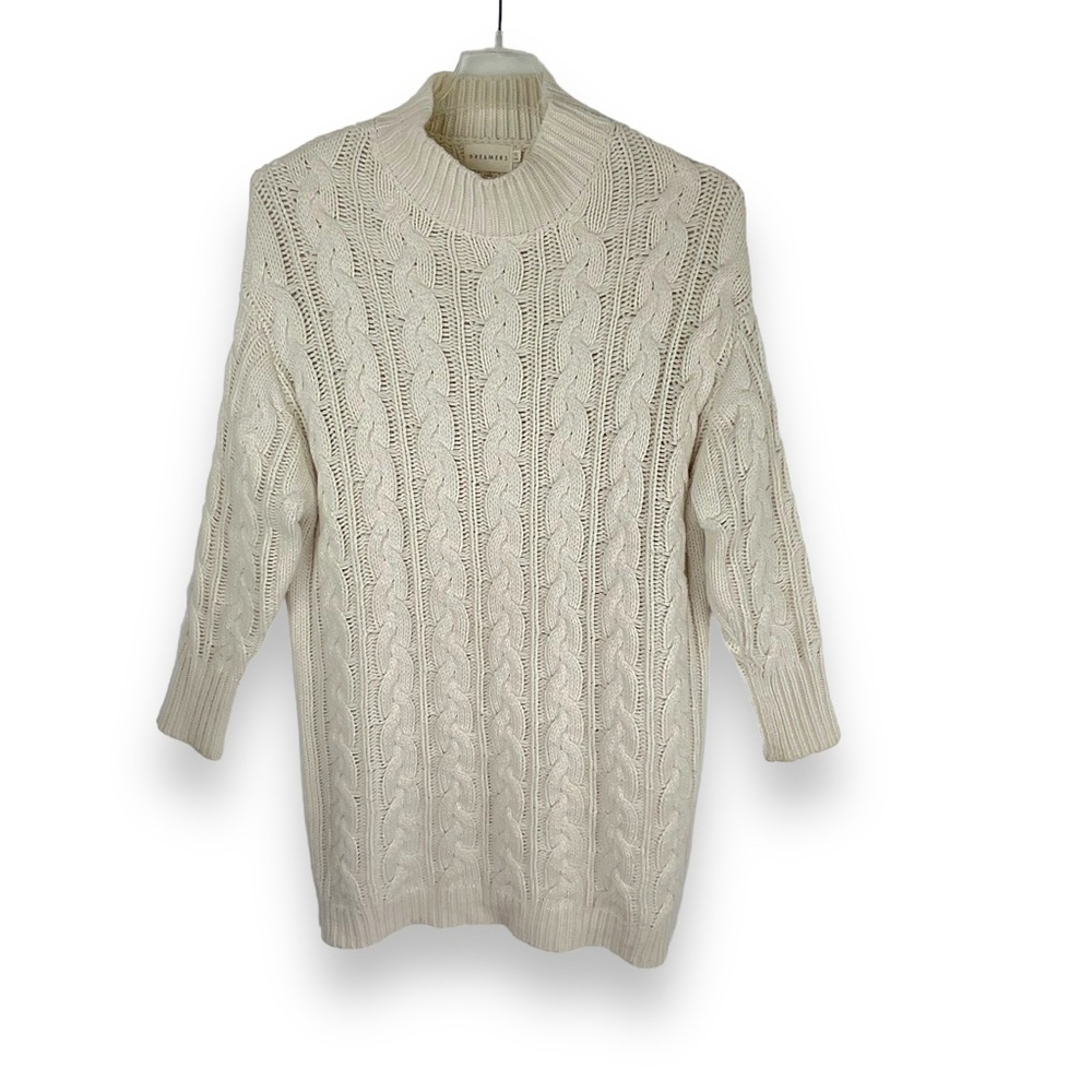 Dreamers Sweater Dress Long Cable Knit Fisherman Cream Womens Size M